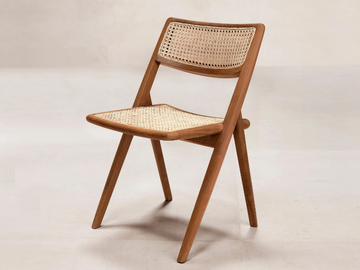 MUṄGĀRU DINING - Chair with open back in teak and cane by Phantom Hands - view 2
